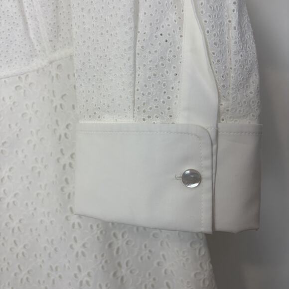 Tory Burch Patchwork Eyelet Dress Size 6 New Ivory White Classic Timeless - Picture 12 of 16